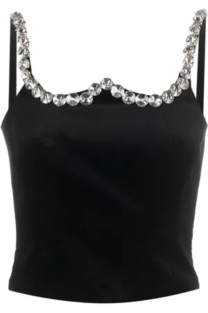 VIVETTA Crystal-embellished cropped tank top