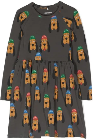Mini Rodini Dog-print long-sleeve midi dress