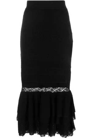 Ralph Lauren Pointelle-knit ruffled midi skirt