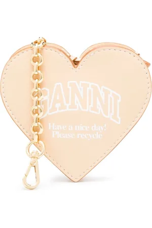 Ganni Funny Heart leather purse