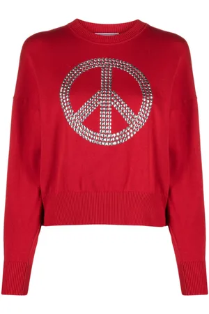 Moschino Rhinestone-embellished peace sign jumper