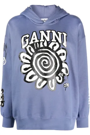 Ganni Logo-print organic cotton hoodie