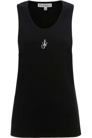 J.W.Anderson Logo-embroidered ribbed-knit top