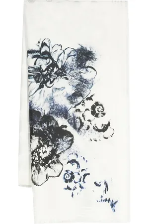 Alexander McQueen Floral-print frayed scarf