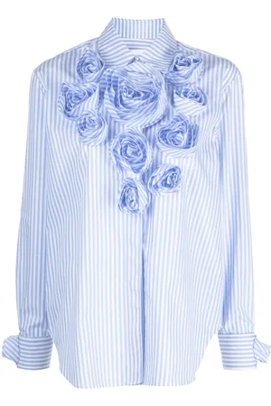 Viktor & Rolf Stripe-print floral-appliqué shirt