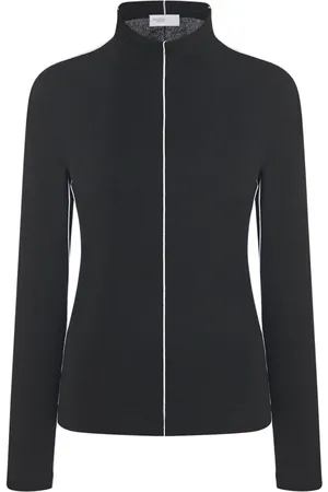 ROSETTA GETTY Piped-trim mock-neck top