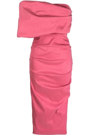 RACHEL GILBERT Kat ruched asymmetric midi dress