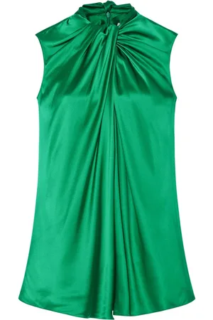 ROSETTA GETTY Twisted-neck silk blouse