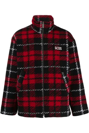 GCDS Tartan-check zip-up bomber jacket