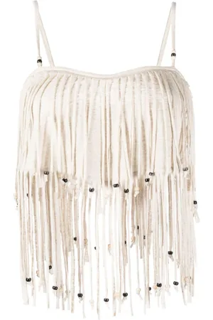 Alanui Monsoon fringed bead-detail crop top