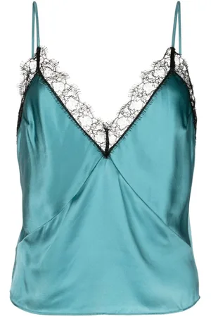Kiki de Montparnasse Lace-panel silk sleeveless top