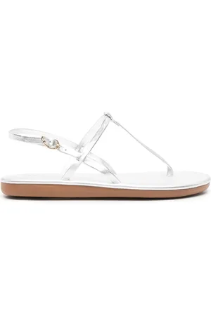 Ancient Greek Sandals Lito logo-debossed metallic leather sandals