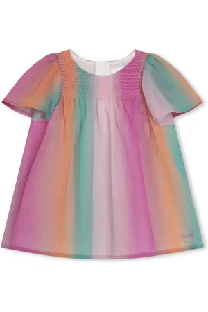 Chloé Gradient-effect smocked dress