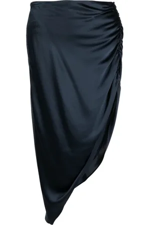 Michelle Mason Asymmetric ruched silk skirt