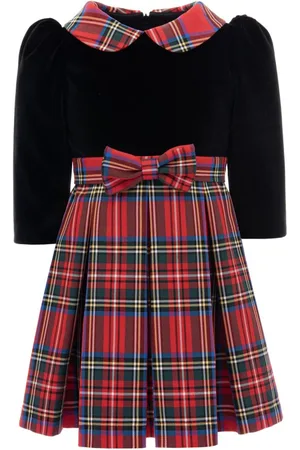 Tulleen Bow-detail plaid-checked dress