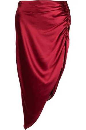 Michelle Mason Asymmetric ruched silk skirt