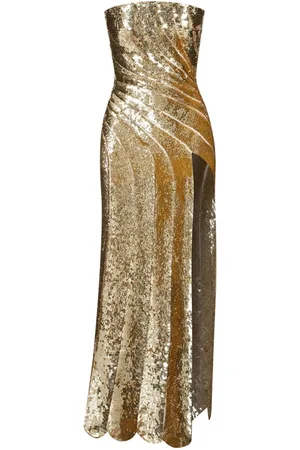 Oscar de la Renta Sequinned wave midi dress