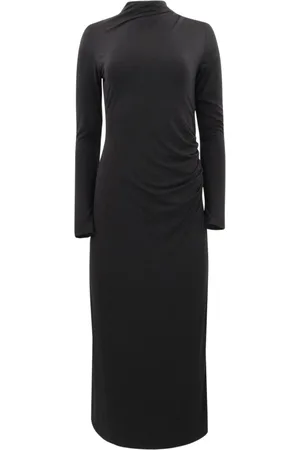 Vince Ruched-detail flared midi dress