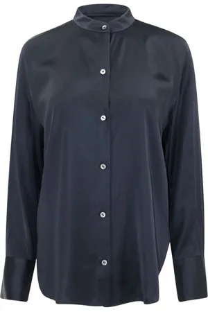 Vince Band-collar satin shirt