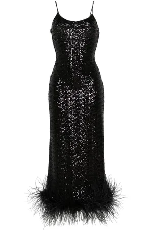 Oseree Sequinned plumage maxi dress