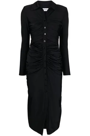 Self-Portrait Ruched spread-collar midi dress