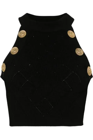 Balmain Embossed buttons cropped top