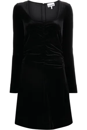 Ganni Ruched velvet minidress