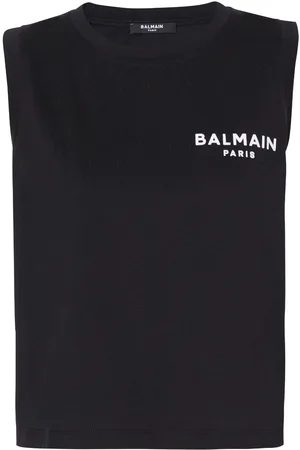 Balmain Logo-flocked cotton top