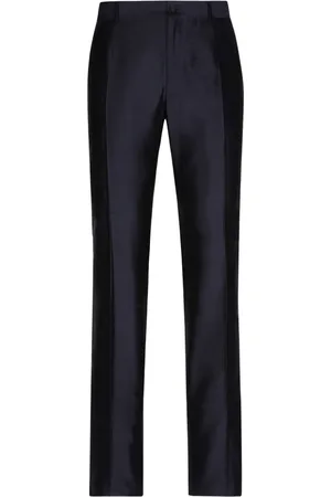 Dolce & Gabbana Pressed-crease silk tailored trousers