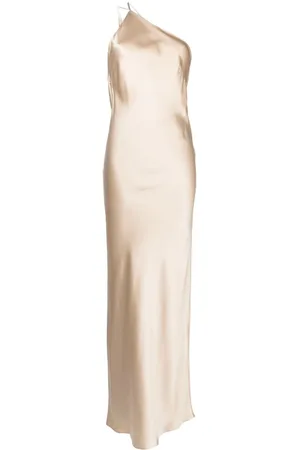 Michelle Mason One-shoulder bias silk gown