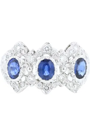 Buccellati 1980s white gold Romanza diamond and sapphire ring