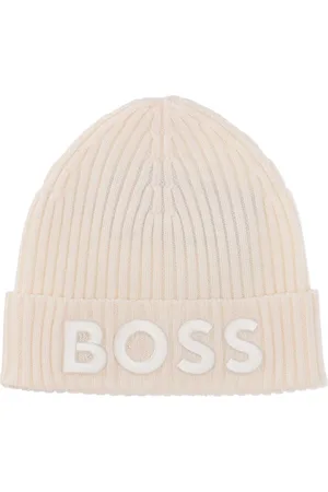 HUGO BOSS Logo-appliqué ribbed beanie