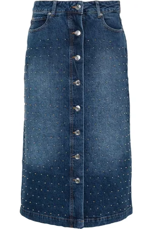 Munthe Lally stud-embellished denim skirt