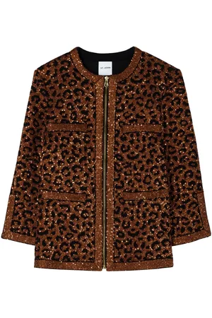 ST. JOHN Leopard-print sequin-embellished jacket