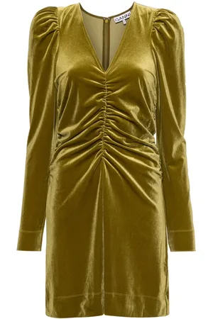 Ganni Ruched velvet minidress