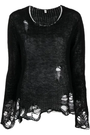 R13 Ripped layered cashmere jumper