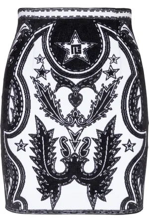 Balmain Western-stitching straight skirt