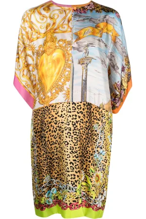 Moschino Mixed-print silk dress