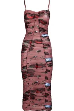 Dolce & Gabbana Rose-print ruched dress