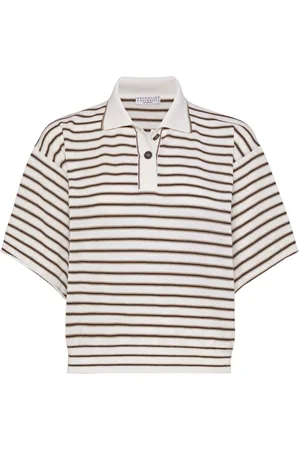 Brunello Cucinelli Striped cropped polo shirt