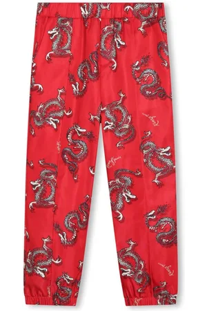 Kenzo Dragon-print straight-leg trousers