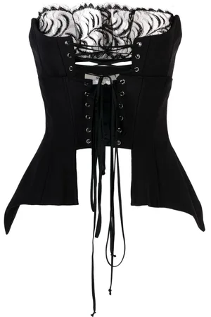 MANURI Corset-style panelled-lace top