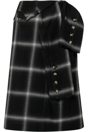 Marina Yee Check-pattern wool skirt