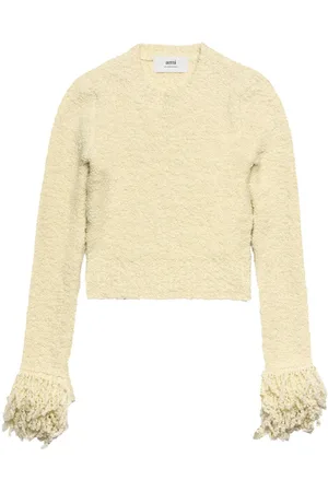 Ami Fringed-trim cropped jumper