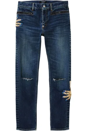 UNDERCOVER Motif-embroidered straight-leg jeans