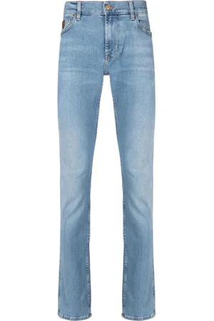 7 for all Mankind Logo-patch whiskering-effect slim-cut jeans