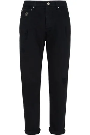 Brunello Cucinelli Logo-embroidered cotton straight-leg jeans