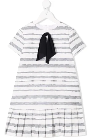 Il gufo Ribbon bow striped dress