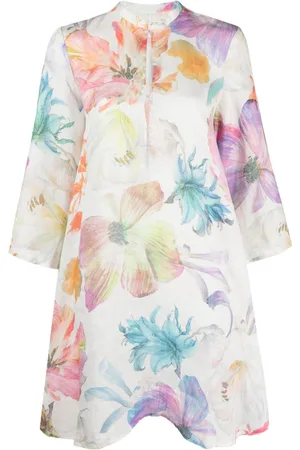 120% Lino Floral-print linen dress