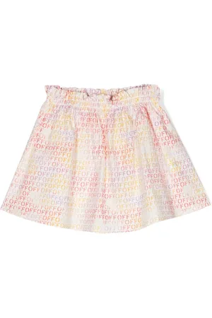 OFF-WHITE Logo-print cotton flared skirt